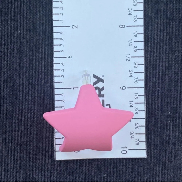 Hot Pink Star Earrings Pierced Matte  Finish - Picture 4 of 10